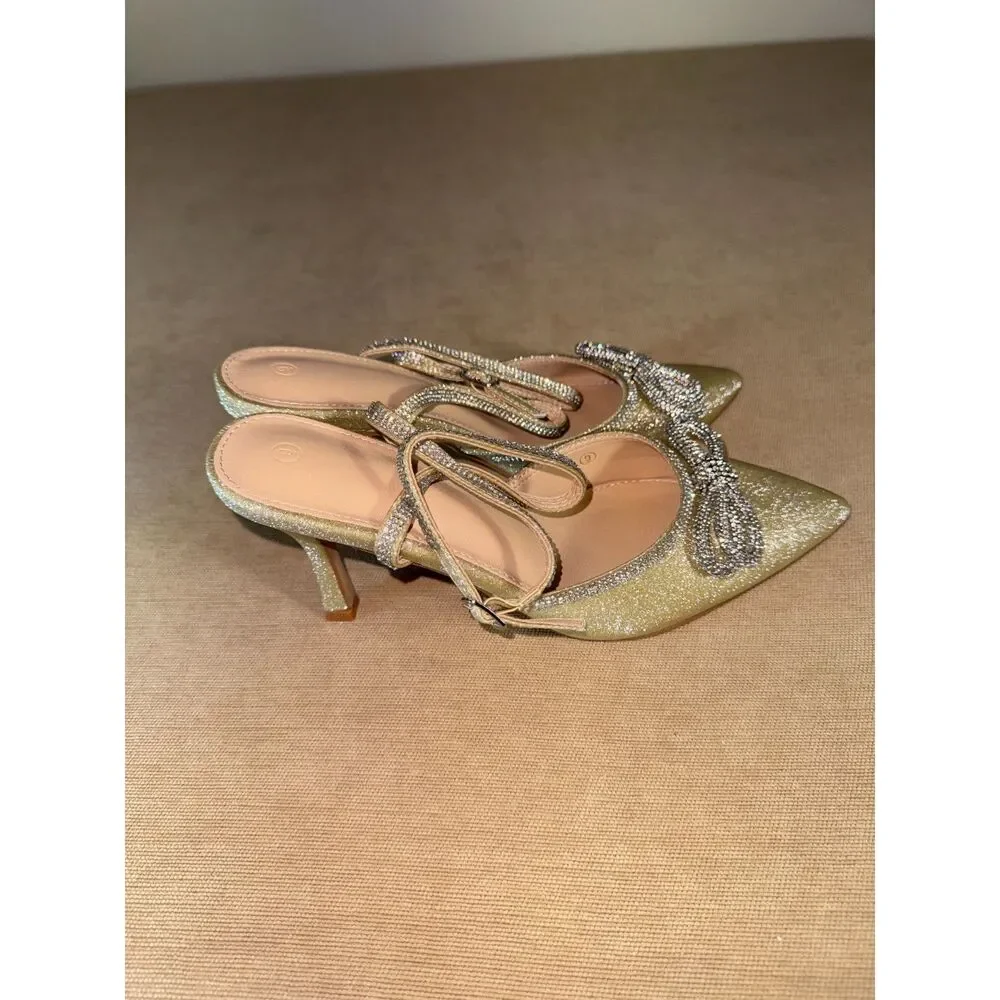 Gold and Silver sparkle heels lined in bling.